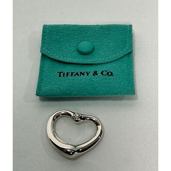 Tiffany & Co diamond open heart pendant 925 silver Elsa Peretti - Picture 5 of 9
